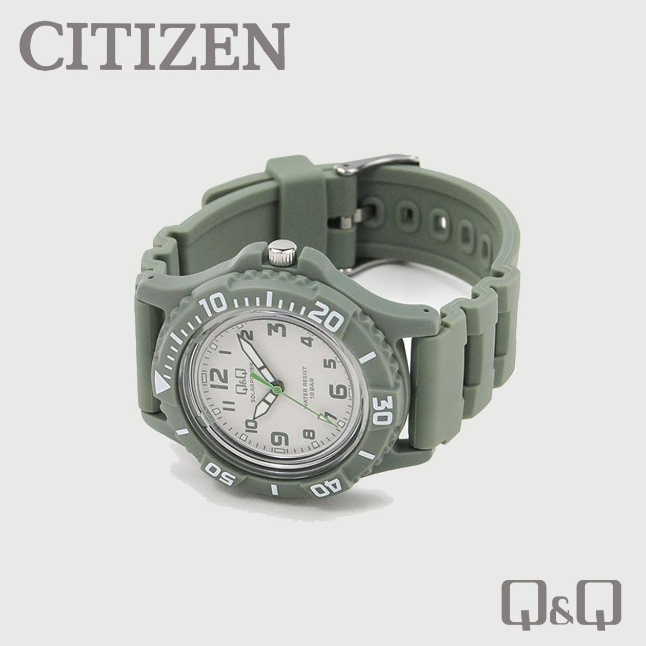 CITIZEN Q&Q Solar Divers Style Watch 100m (10ATM) Green E02A-005VK JDM Model