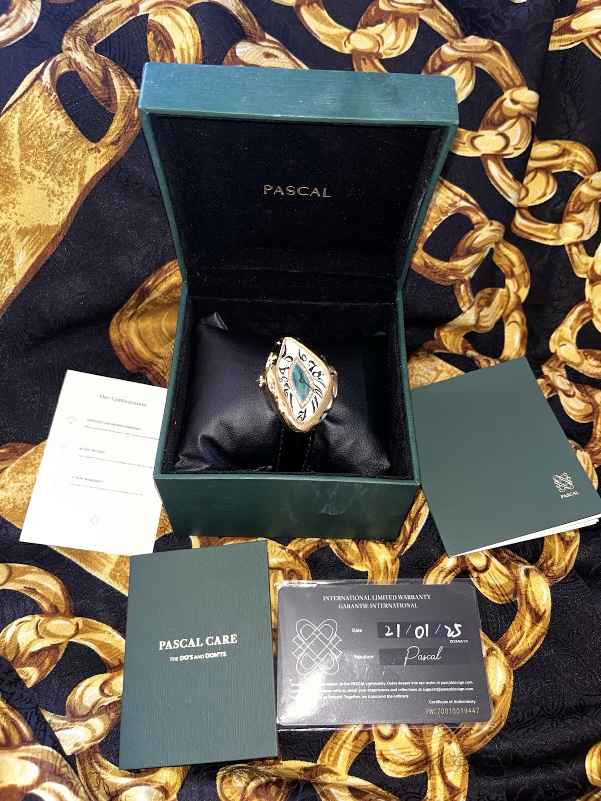 PASCAL Men’s Paradoxe Diamond Watch, Swiss Quartz 0.30 Carat Diamond Green Tone