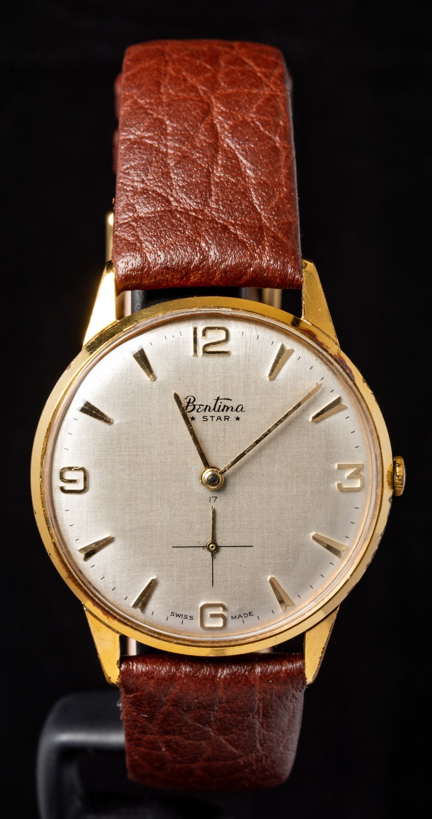 Bentima Star Linen Dial Men’s Hand-Wind AS 1526 Vintage Swiss Watch — Working