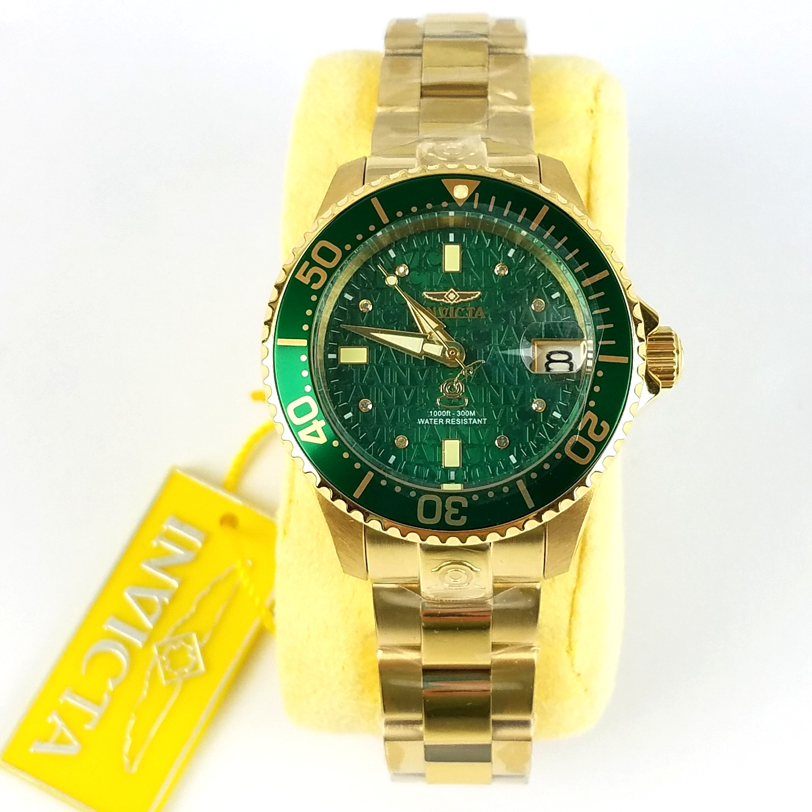 Invicta Pro Diver Lady 28076 Stainless Goldtone Green Face Water Resistant 300m