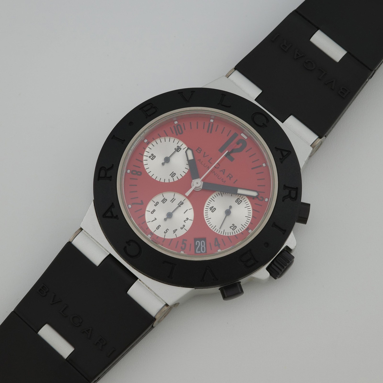 Bvlgari Diagono AC38TA Aluminum Chronograph Limited Edition Red Dial Watch