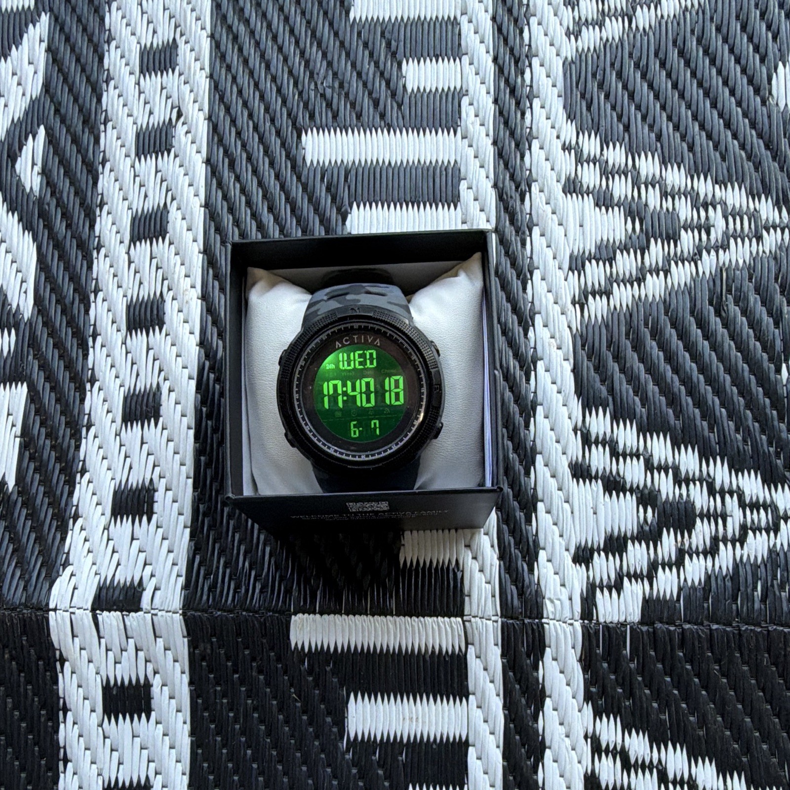 Activa Digital Quartz Sport Watch 50m Alarm Chrono Black/Gray Resin 45mm