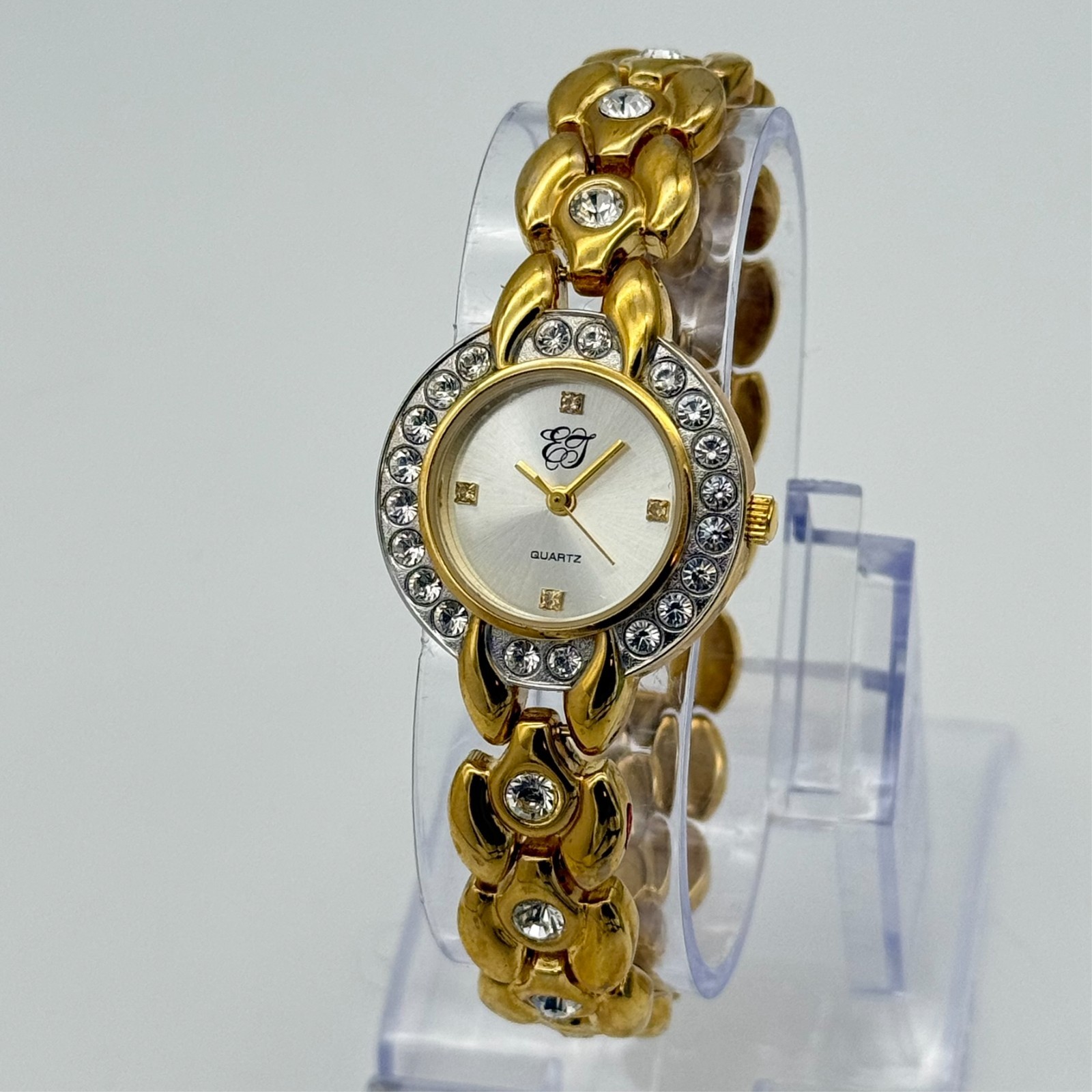 Women’s ELIZABETH TAYLOR White Diamonds Gold Tone Bracelet Watch, 27mm, Runs