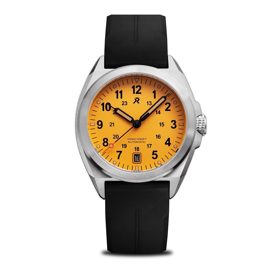 RZE VALOUR 38 Automatic Titanium Black Date Yellow Rubber Men’s Watch
