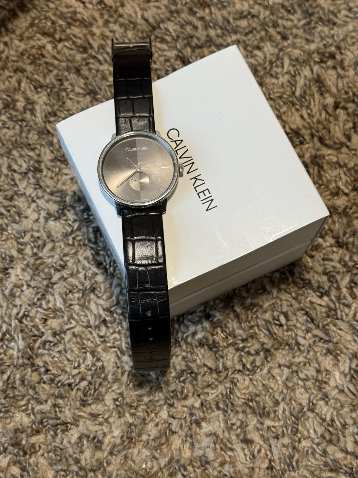 Calvin Klein sub second leather watch swiss made k2y211