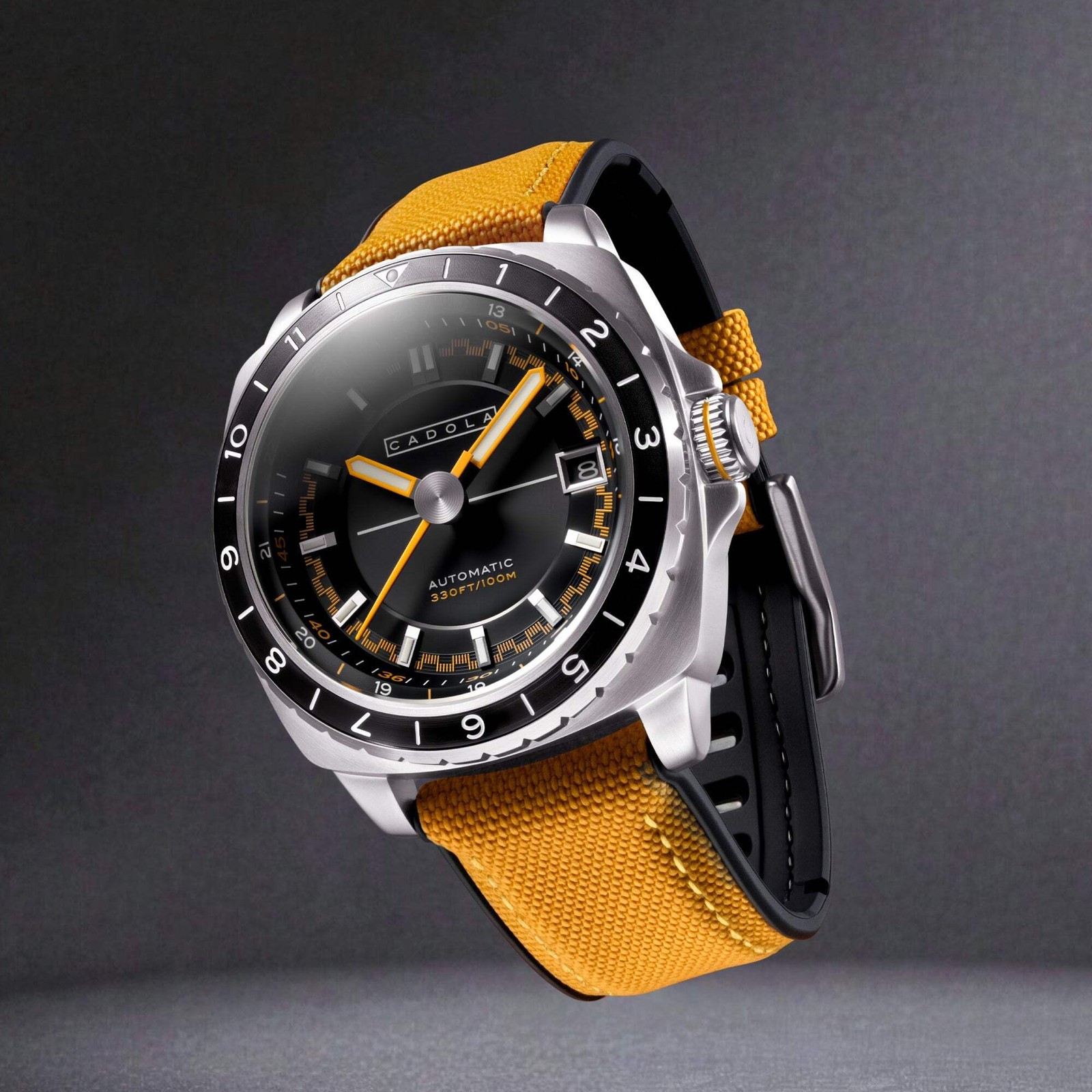 Overdrive Automatic Black / Yellow Canvas Black Dial Wristwatch CD-1063-01