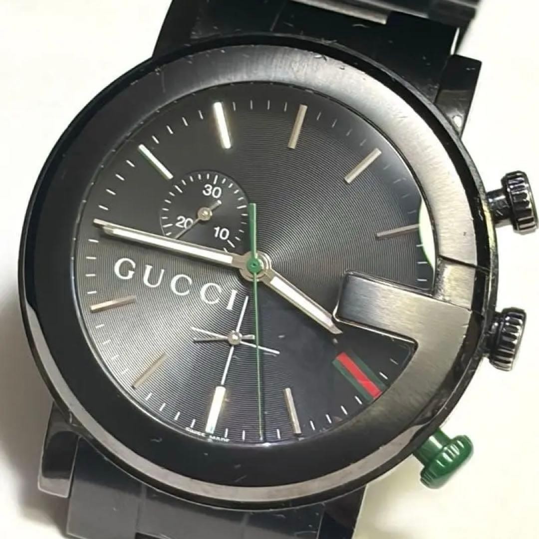Gucci YA101331 Quartz Chronograph Black Shell Line 41.5mm Men’s Watch