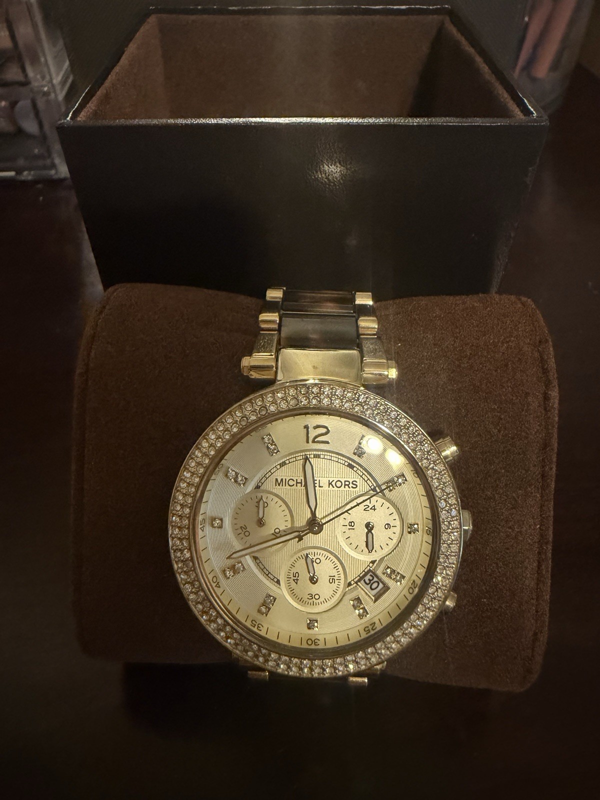 Michael Kors MK5688 Quartz Chronograph Date Gold Dial Tortoise Band Watch