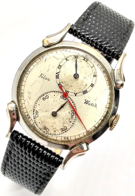 Rare Vintage Felca Regulator Men’s Watch Swiss Silver Tone Retro Wristwatch