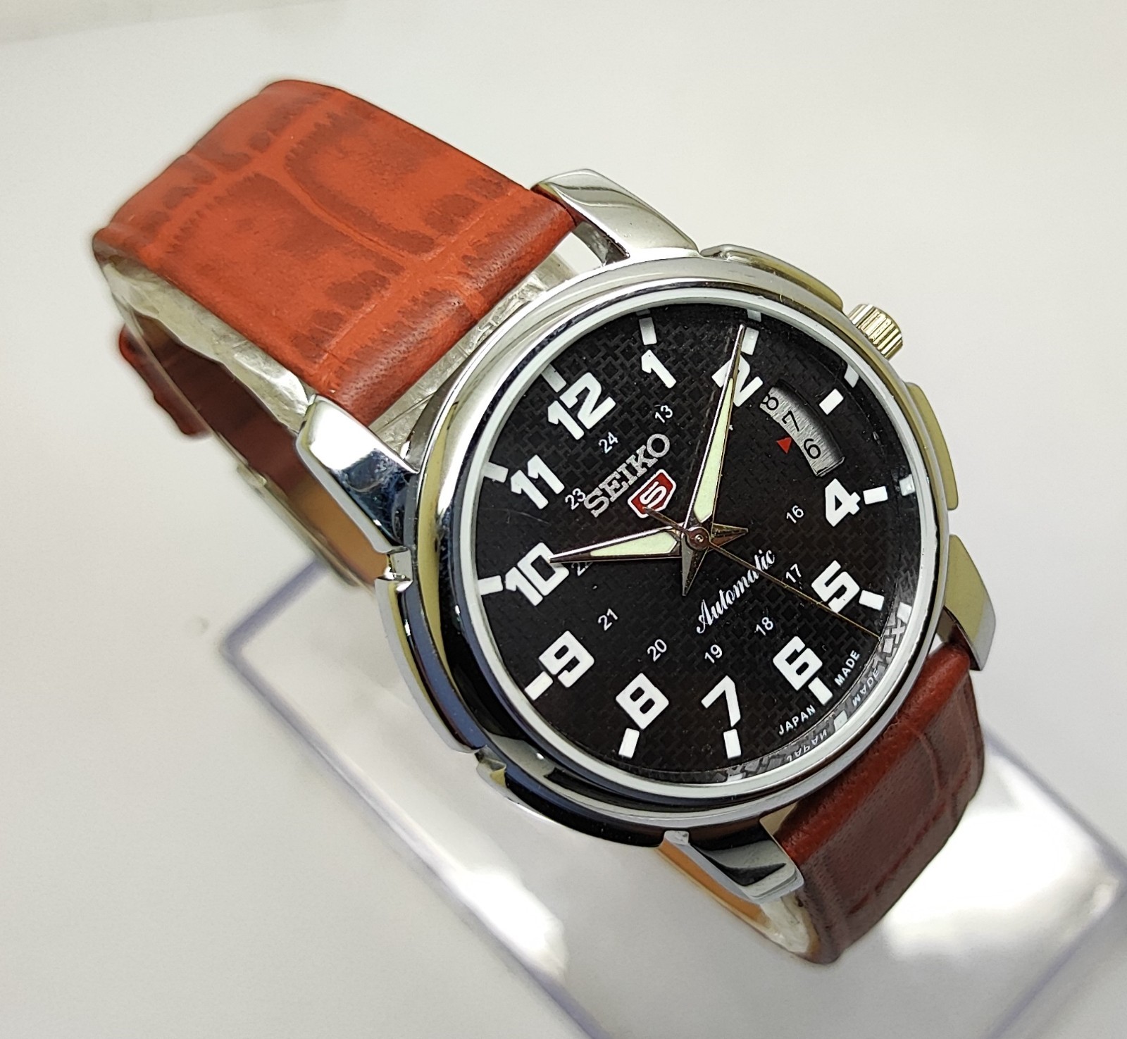Refurbished Automatic Men’s Watch Day Date | Classic Vintage Style Leather Strap