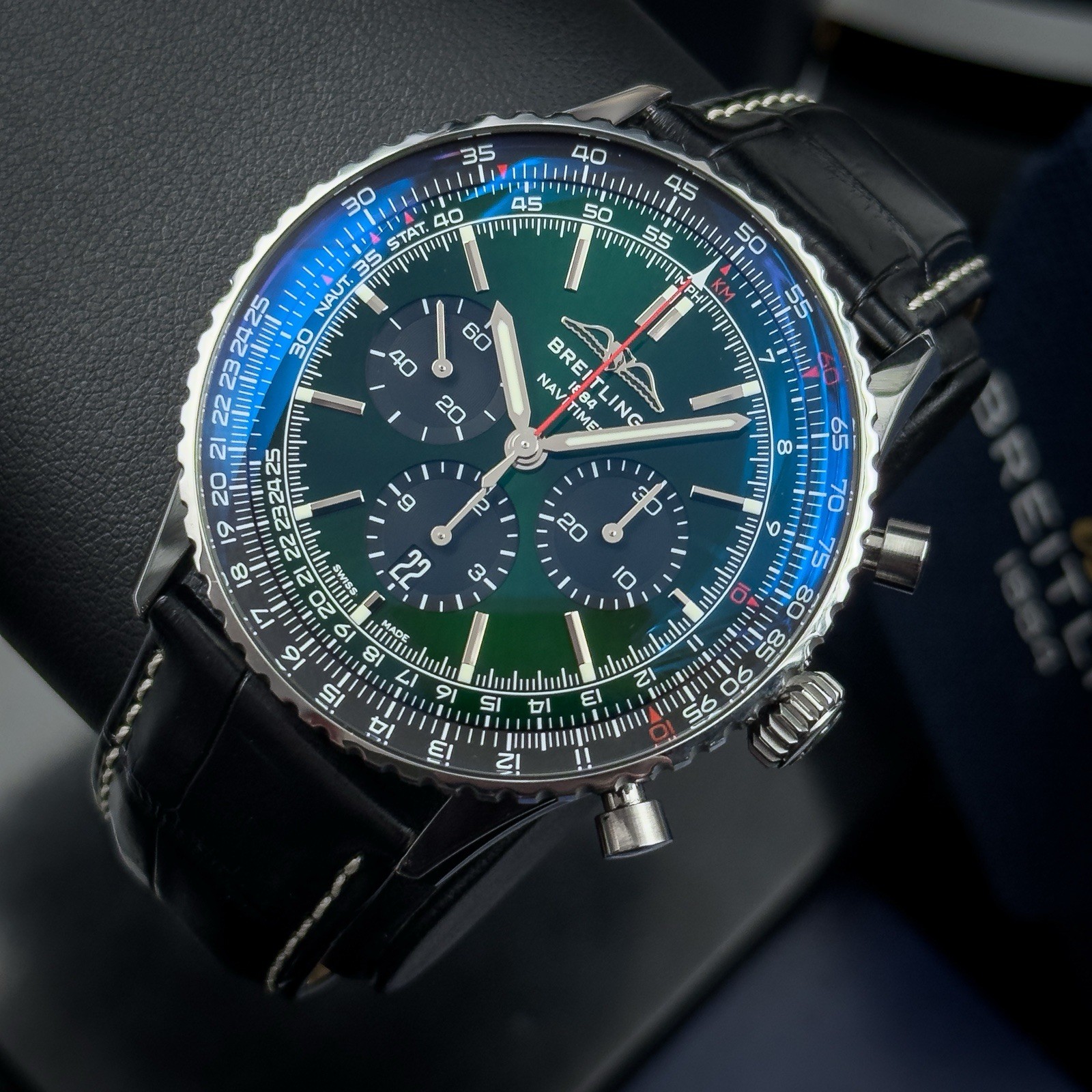 2022 Breitling Navitimer B01 46mm AB0137 Green Dial Under Warranty