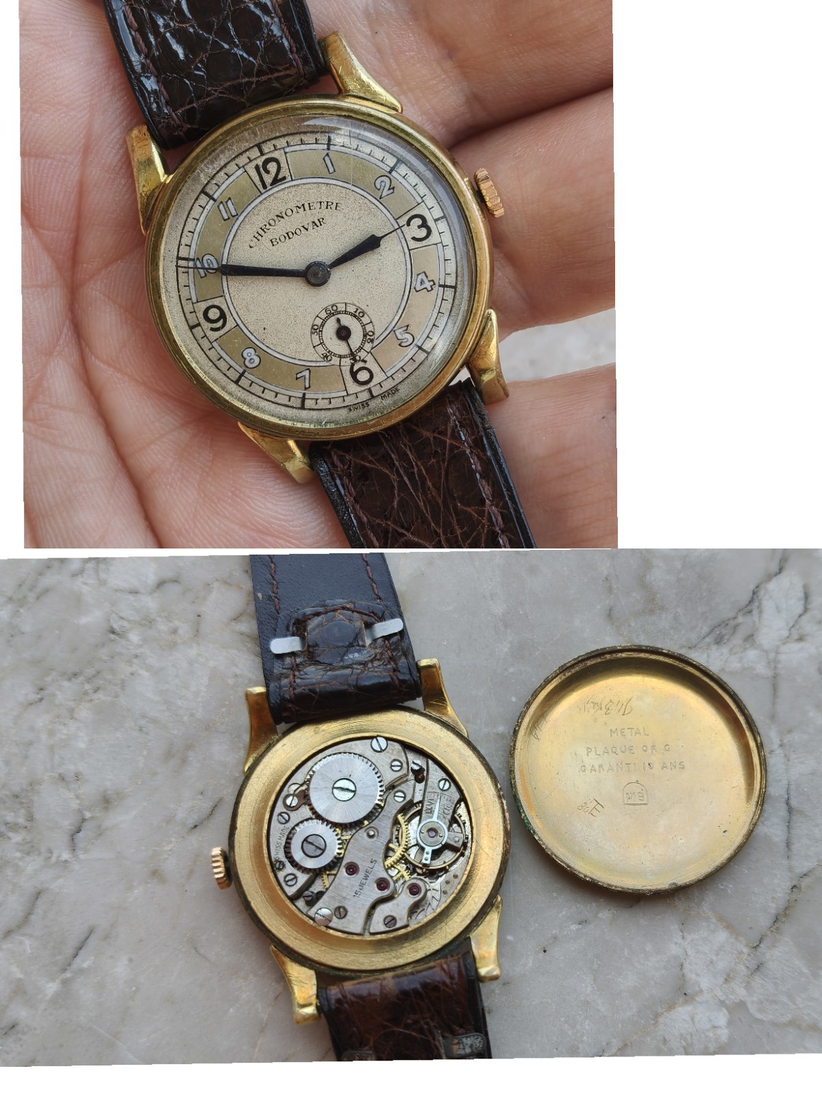 30/40s BODOVAR CHRONOMETRE VINTAGE WATCH WATCHES WATCH GOLD PLATED 33mm
