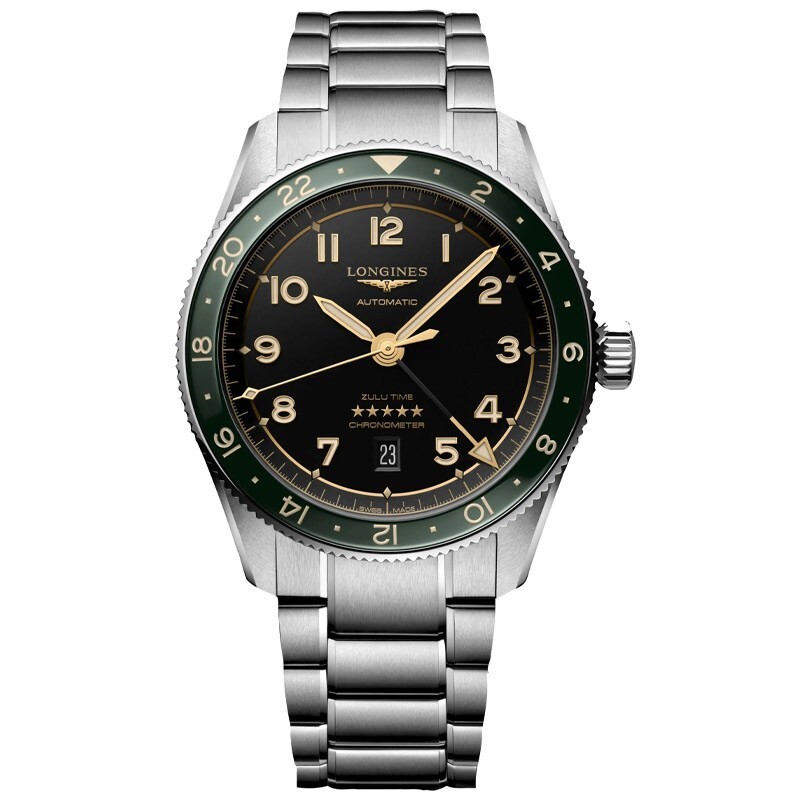 New Longines Spirit Zulu Time 42mm Black Dial GMT Steel Men’s Watch L38124636