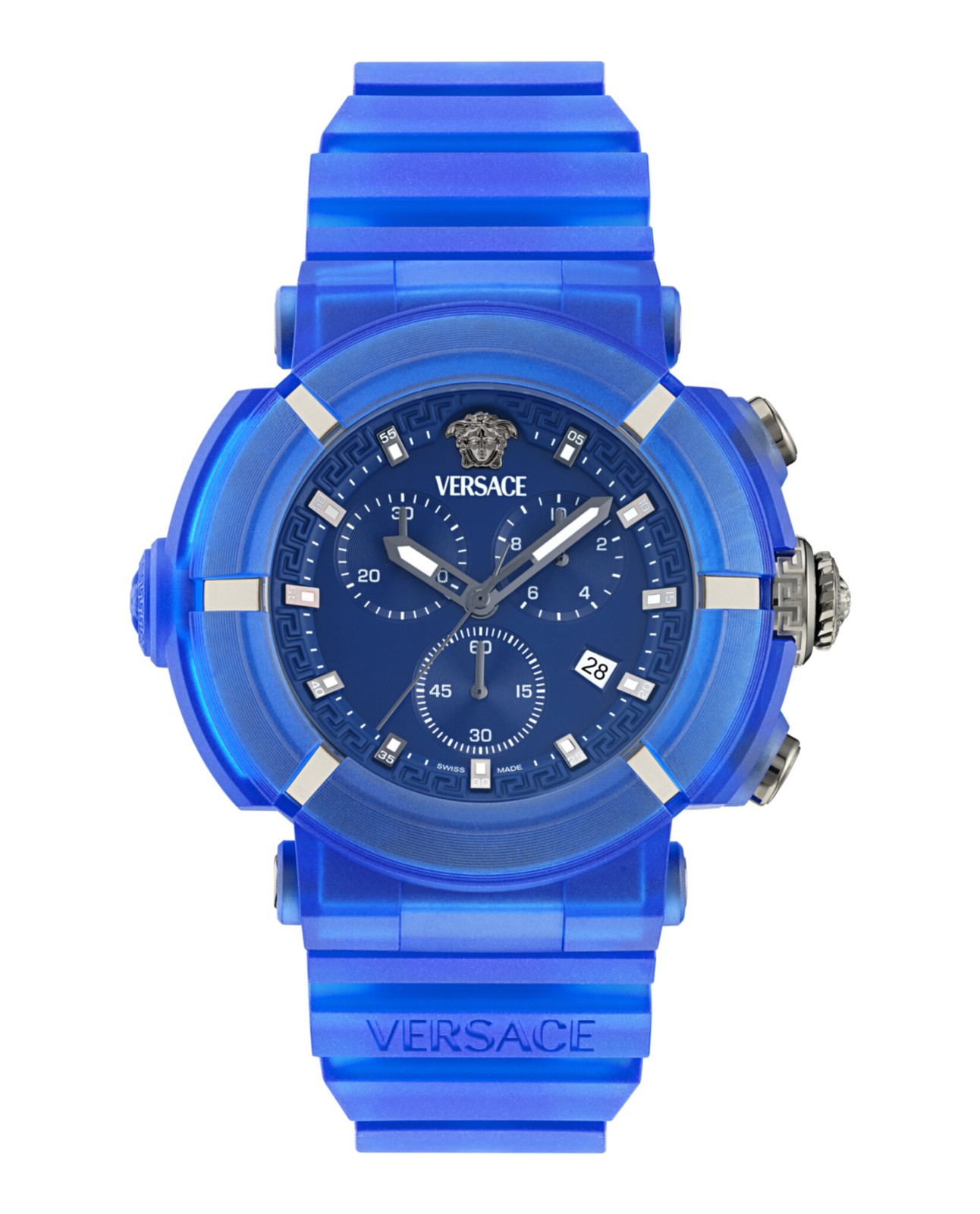 Versace Mens Blue 45mm Strap Fashion Watch