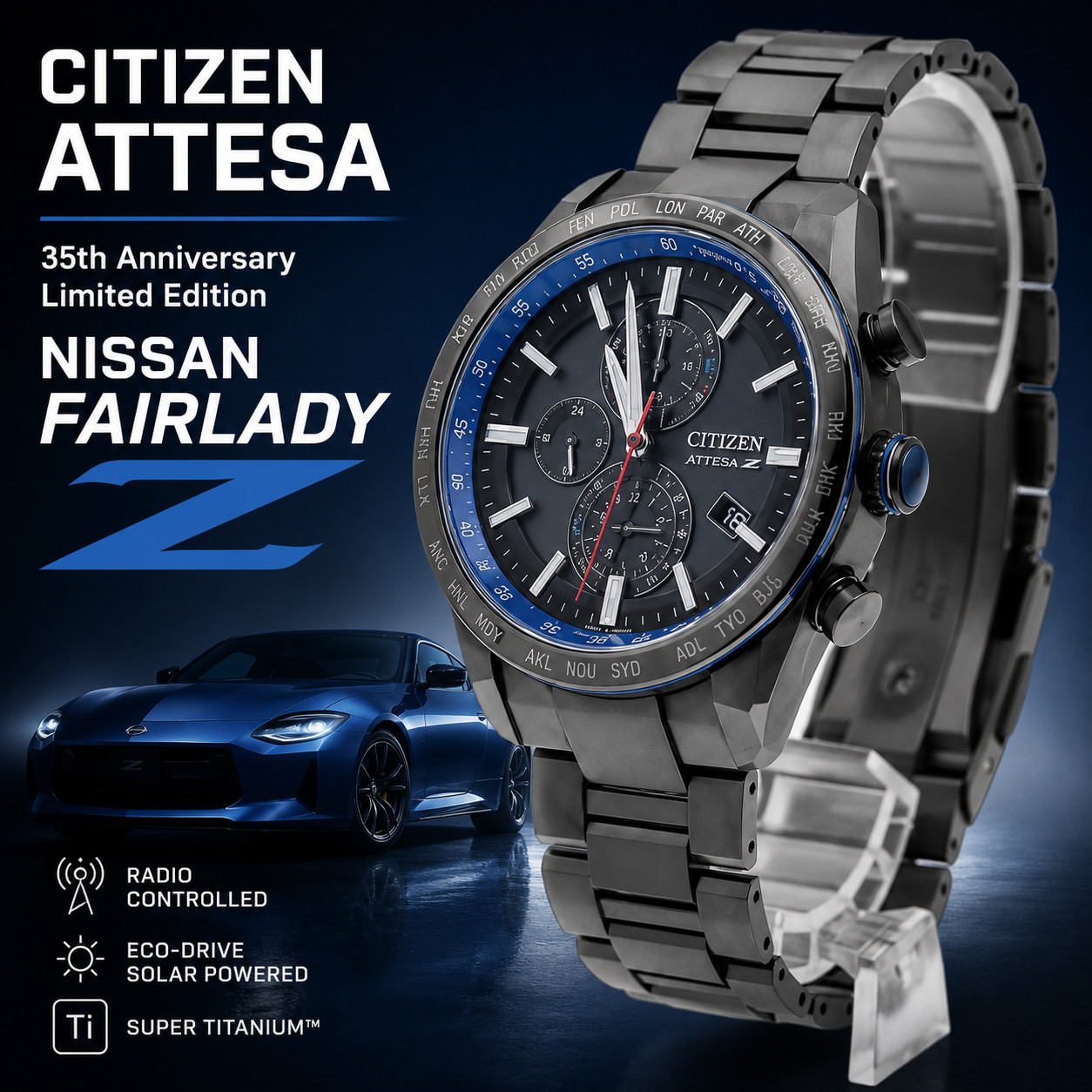CITIZEN Attesa Fairlady Z 35th Anniversary AT8185-97E Eco-Drive Radio Watch