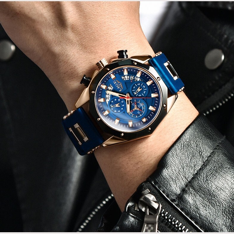 LIGE Men Watch Quartz Date Luminous Chronograph Waterproof Sport Wristwatch Gift