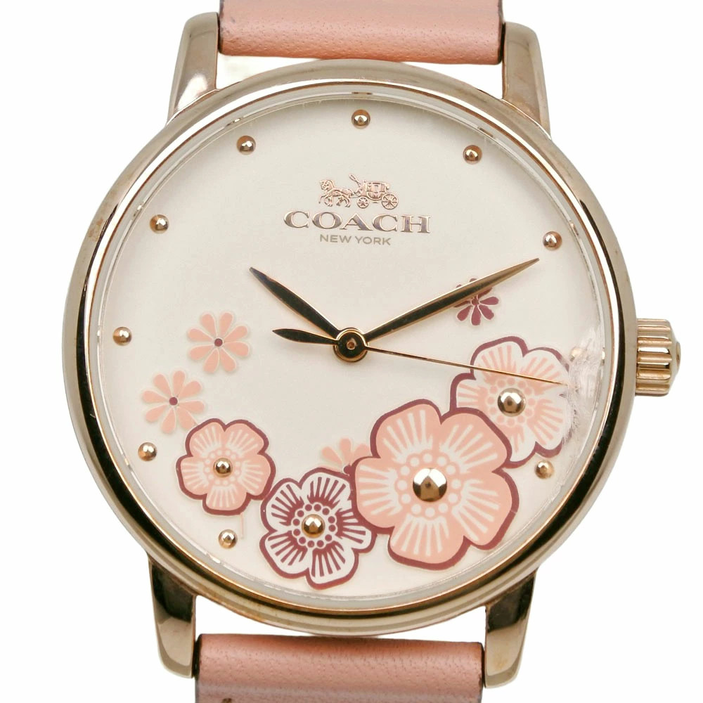 COACH CA.113.7.34.1539 White Case Size 42mm x 36mm Ladies Used Watch #61016