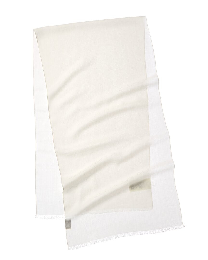 Gucci Logo Jacquard Wool & Silk-Blend Scarf Women’s White