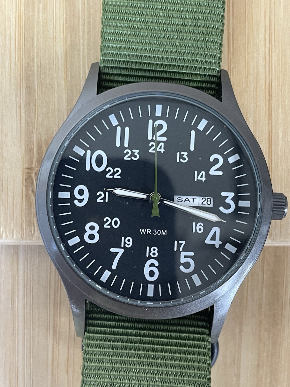 TPW Field Quartz Watch W/ Olive Green Band. Excellent Cond. In Working Order