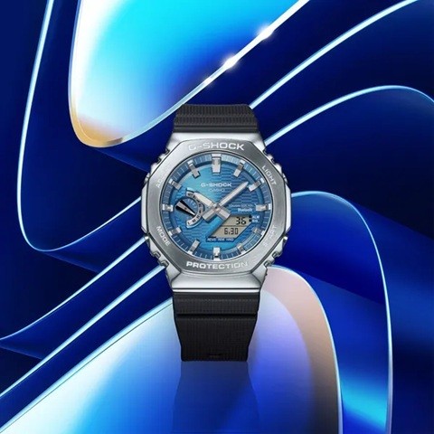 New CASIO G SHOCK GBM 2100A 2BJF Blue 20 ATM Water Resistant Tough Solar Mobile