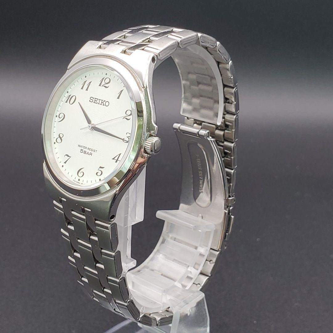SEIKO New Battery Replacement Silver White Arabic Letters Men’s