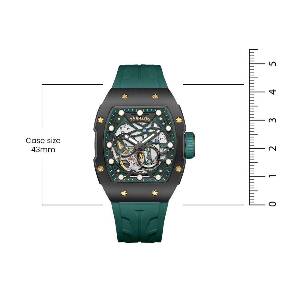 Tornado Xenith Men’s Automatic Watch | Black Dial, 38.5x49mm, 100 m (10 ATM)