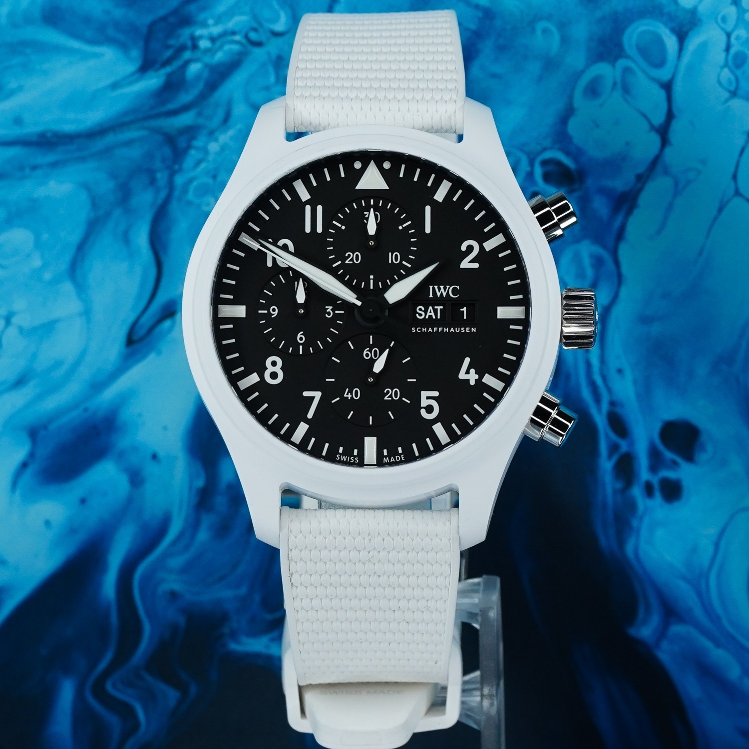 IWC Pilot Top Gun ‘Lake Tahoe’ White Ceramic Chronograph IW389105 2024 B&P