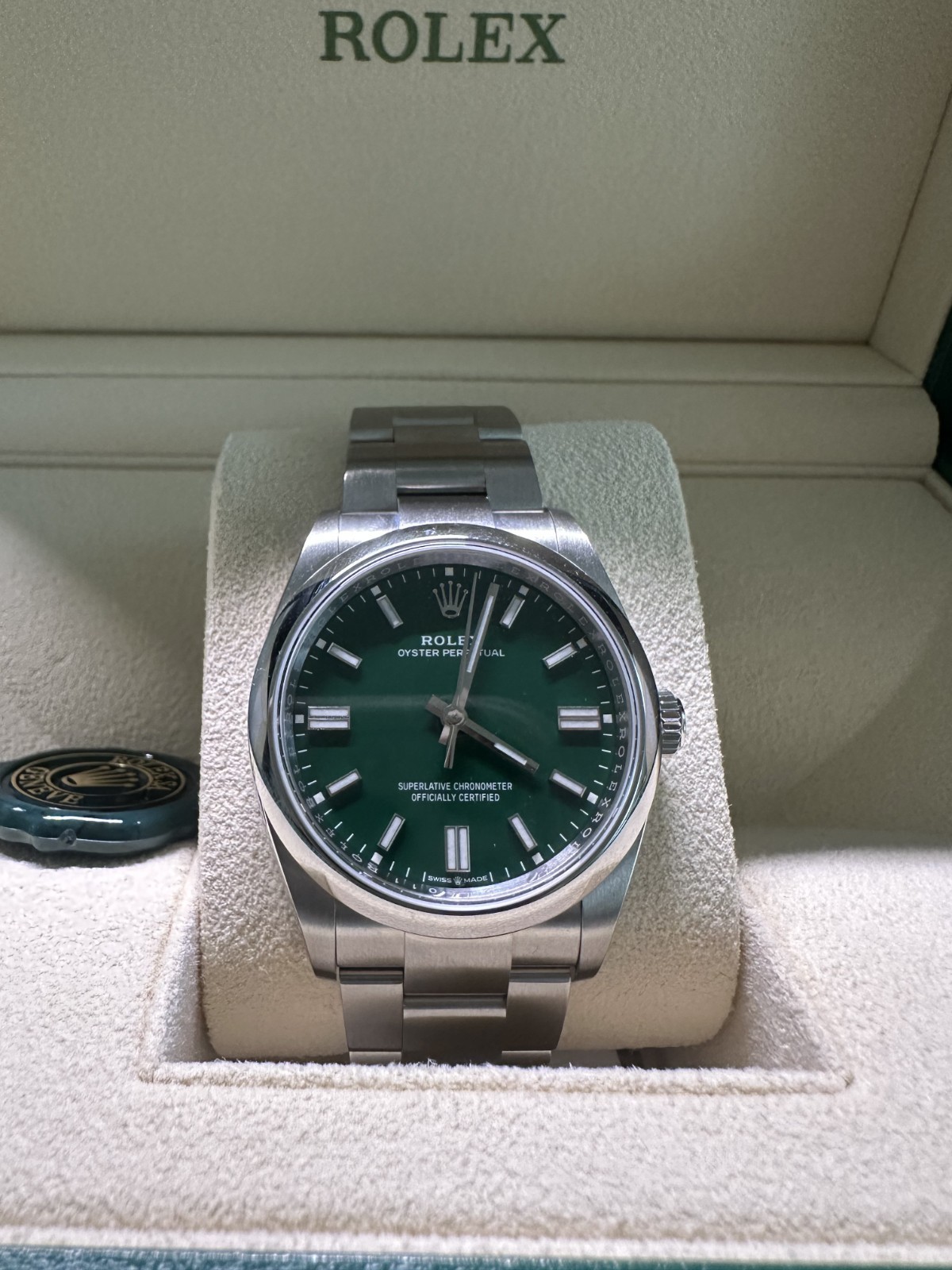 Rolex Oyster Perpetual OP 36mm 126000 Factory Green Dial Oyster Bracelet UNWORN