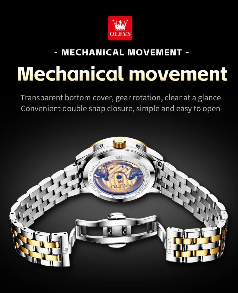 OLEVS Automatic Mechanical Waterproof Luxury Watch Date Men’s Wristwatch