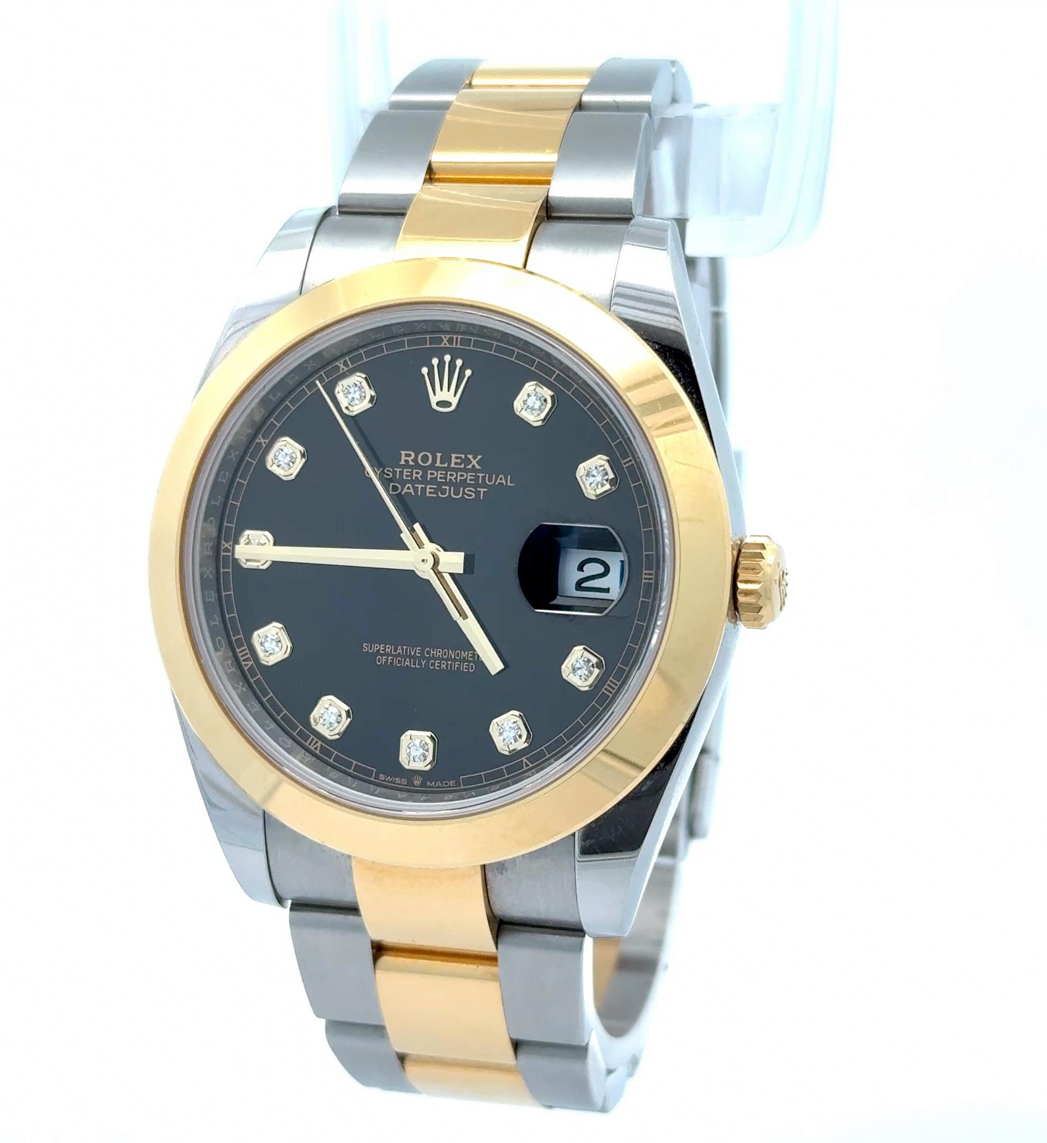2023 Rolex Datejust 126303 Black Dial Diamond Indices Two Tone Oyster Watch