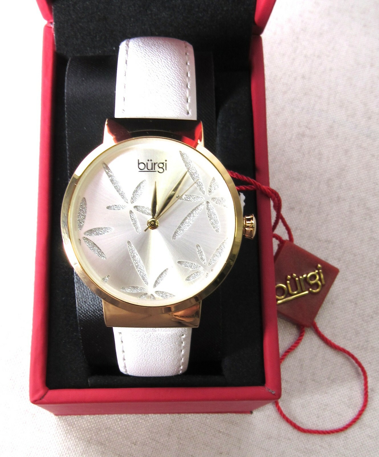 BURGI Women’s Analog Watch White/Gold Flower Pattern Quartz BUR191WT