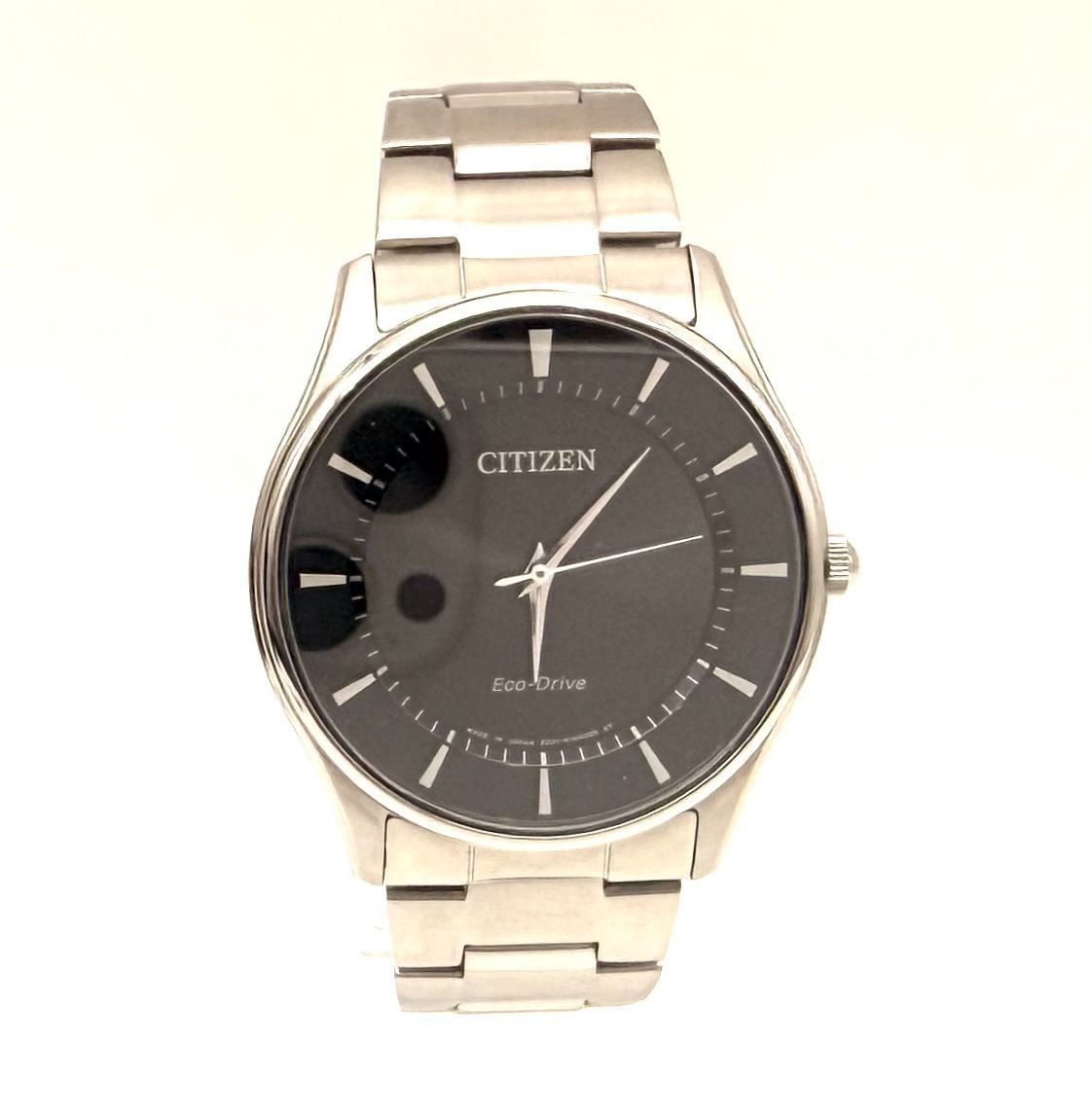 Operational Item CITIZEN SS Black Dial Eco Drive Men’s Watch E031 S103720 Box Li