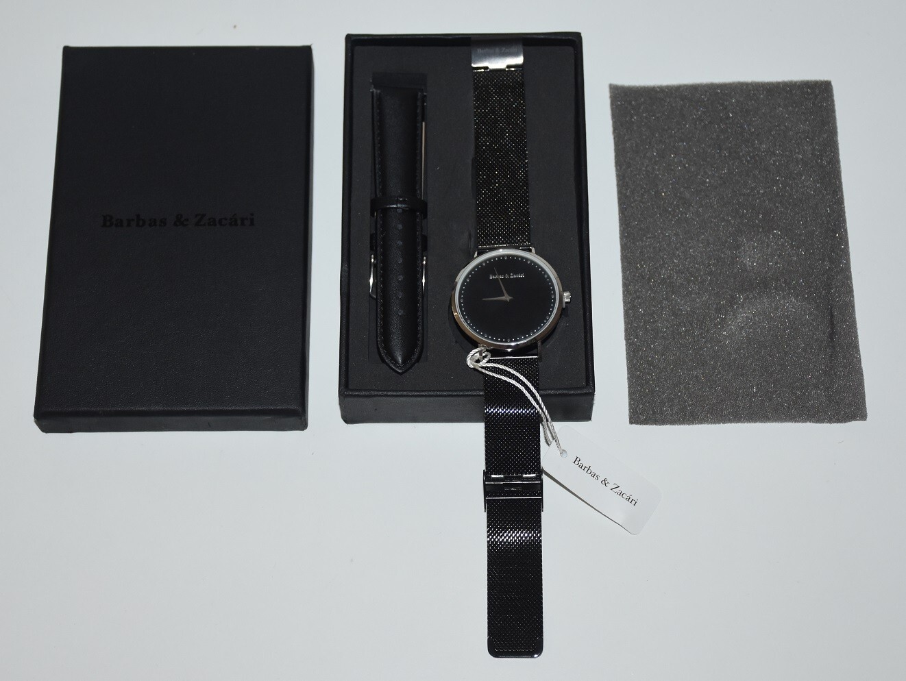 Barbas & Zacari Black Stainless Steel Watch Additional Genuine Leather Strap