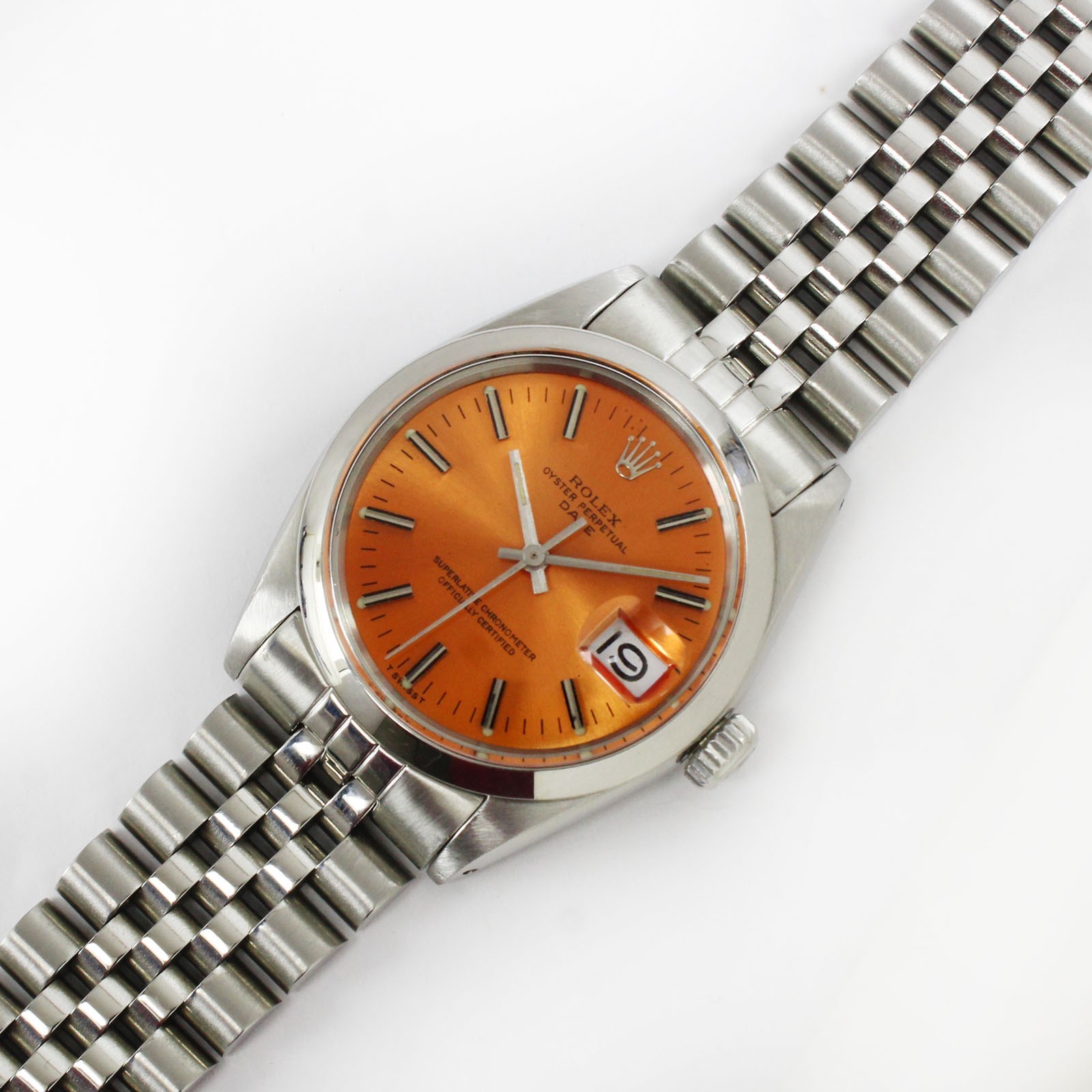 Vintage Rolex Oyster Perpetual Automatic Date Orange Dial 34mm Watch Ref 1500