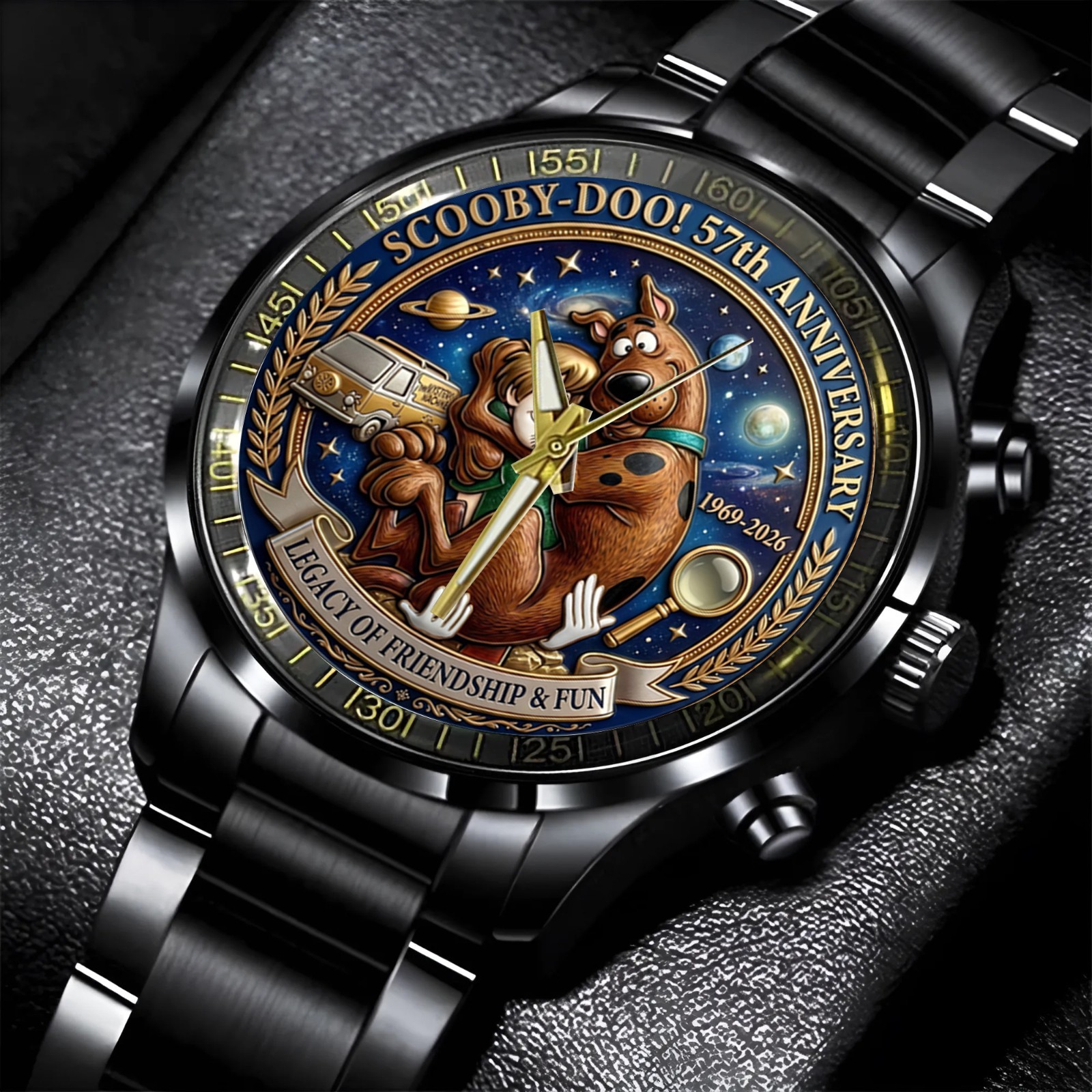 New Scooby-Doo US 57th anniversary Gift For Fans Black Stainless Steel Watch MM3