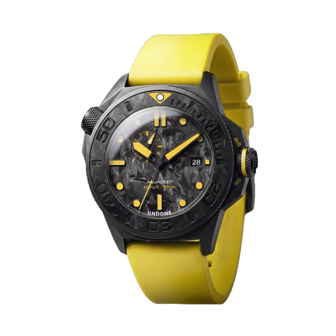 UNDONE AQUADEEP SUBMERGE Automatic Titanium Carbon Date Yellow Men’s Watch