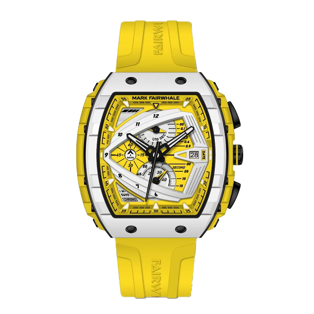 MARK FAIRWHALE Barrel Calendar Luminous Multifunction Chronograph Quartz Watch