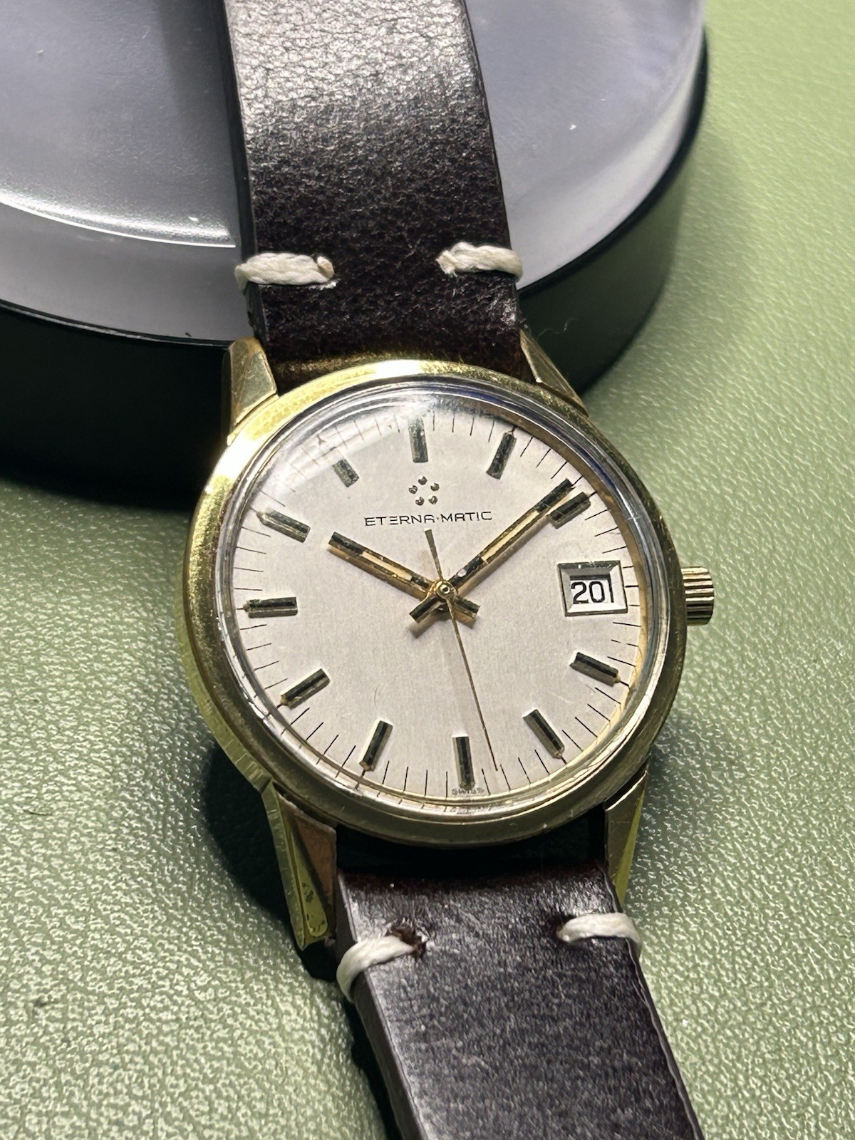 Vintage Eterna-Matic Automatic Date Cal. 2424 Gold Filled Swiss Men’s Watch Runs