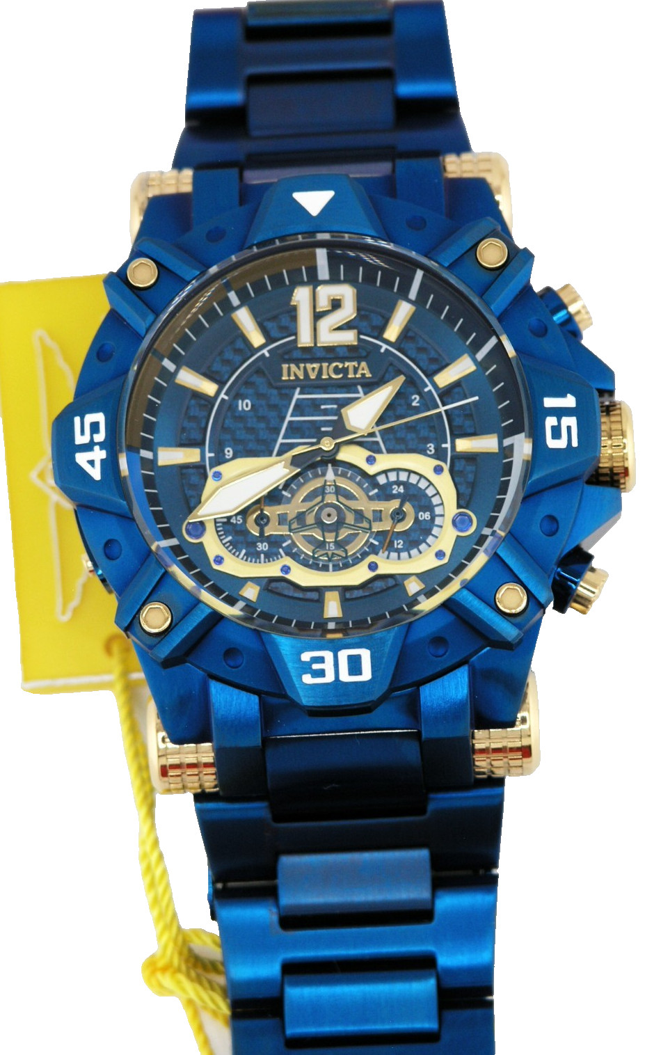 NEW INVICTA 40174 AVIATOR CHRONOGRAPH BLUE CARBON FIBER DIAL STEEL QUARTZ 52MM