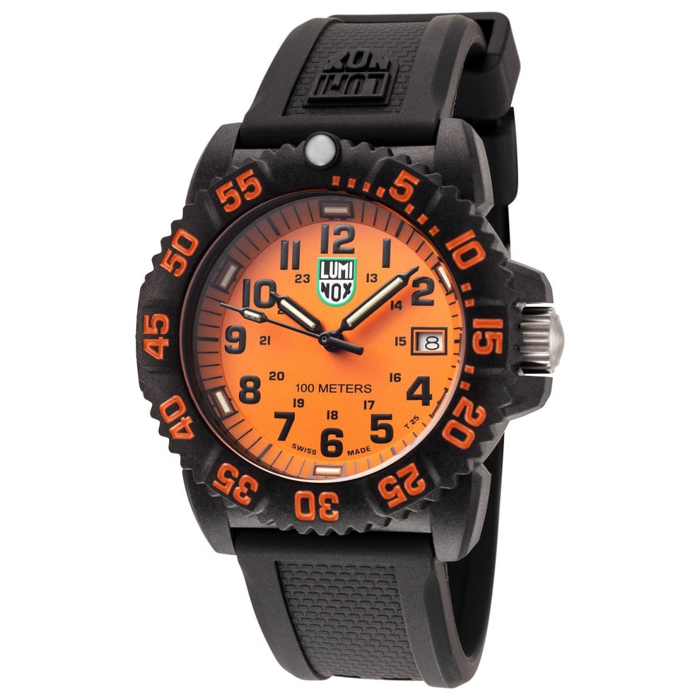 Luminox Men’s Sea Lion X2.2079 Black/Orange Dial Polyurethane Band Swiss Watch