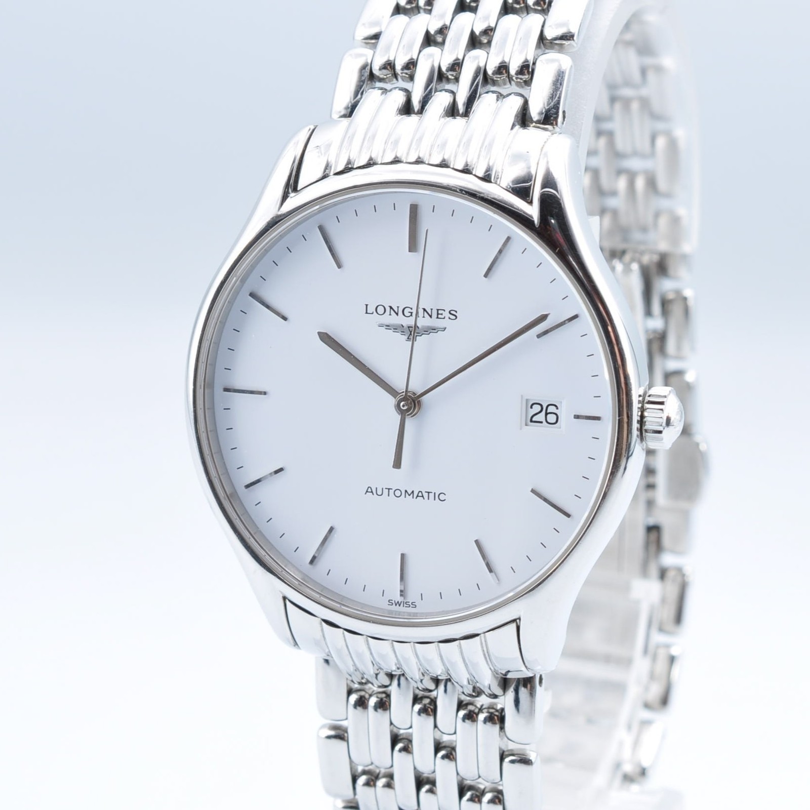 LONGINES LYRE Quartz Date Silver Belt Men’s Watch w-10101