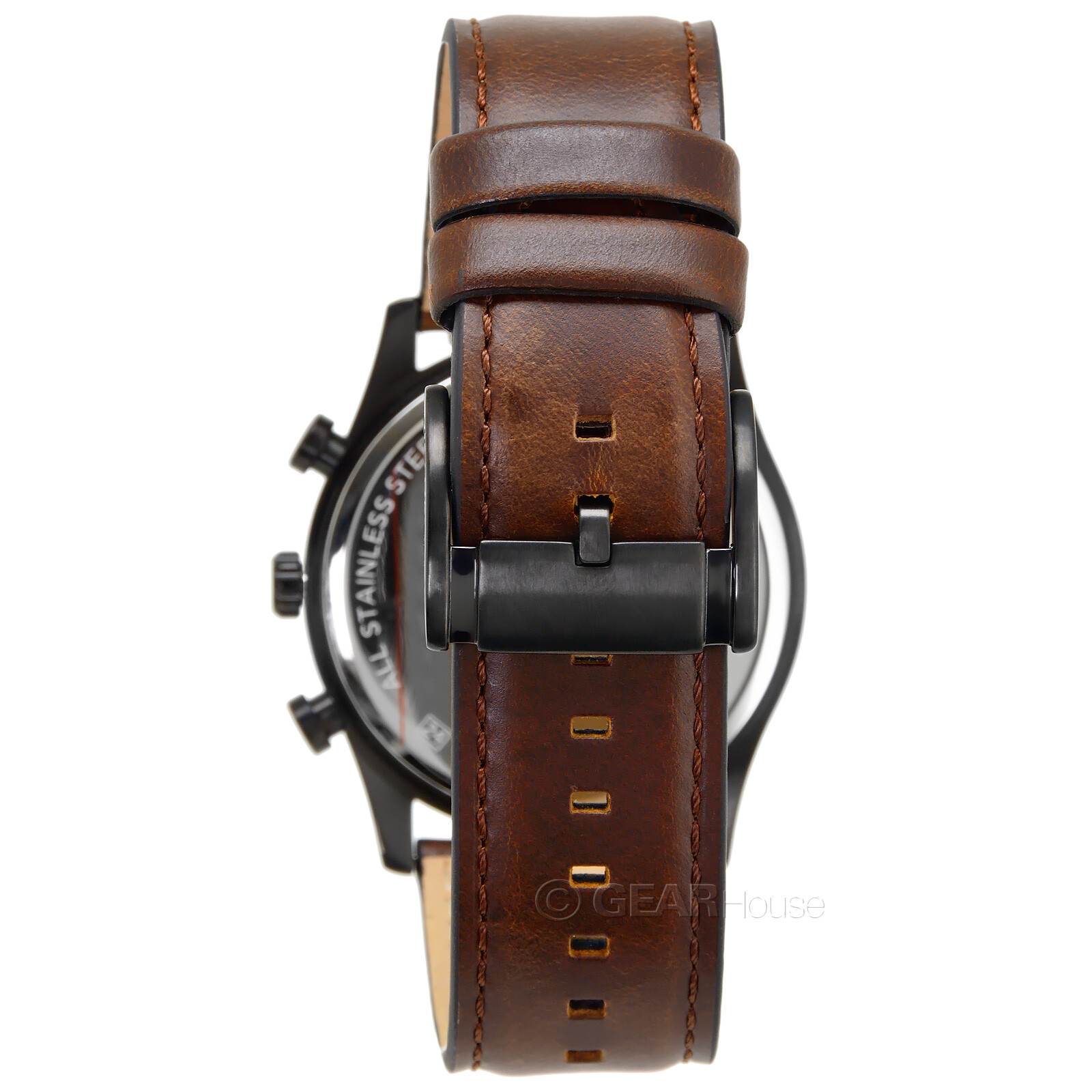 FOSSIL Sullivan Mens Multifunction Watch, Black Dial Day Date Brown Leather Band