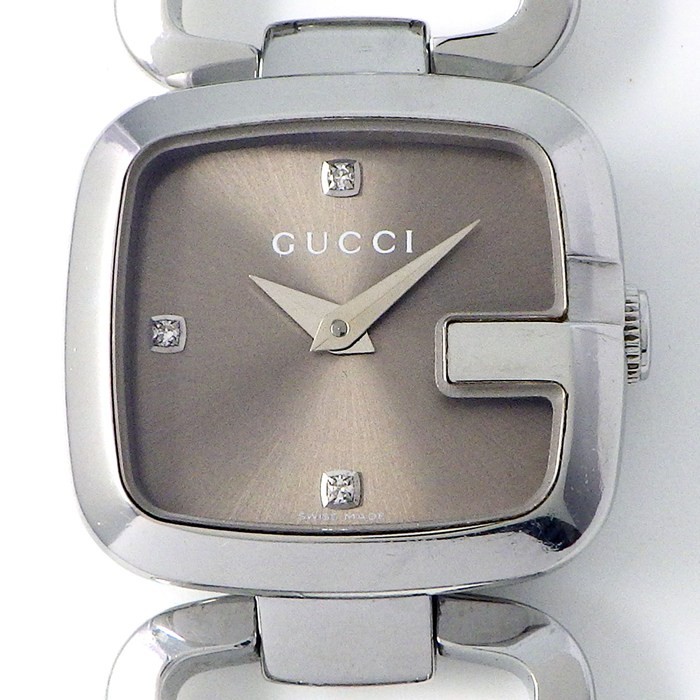 Gucci G Collection 125.5 Women’s Quartz Watch Brown Dial Diamond Accents SS