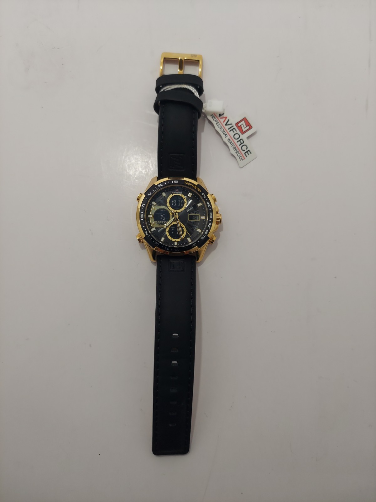 NAVIFORCE Men’s Military Digital Watches Analog Quartz Waterproof Gold+Green