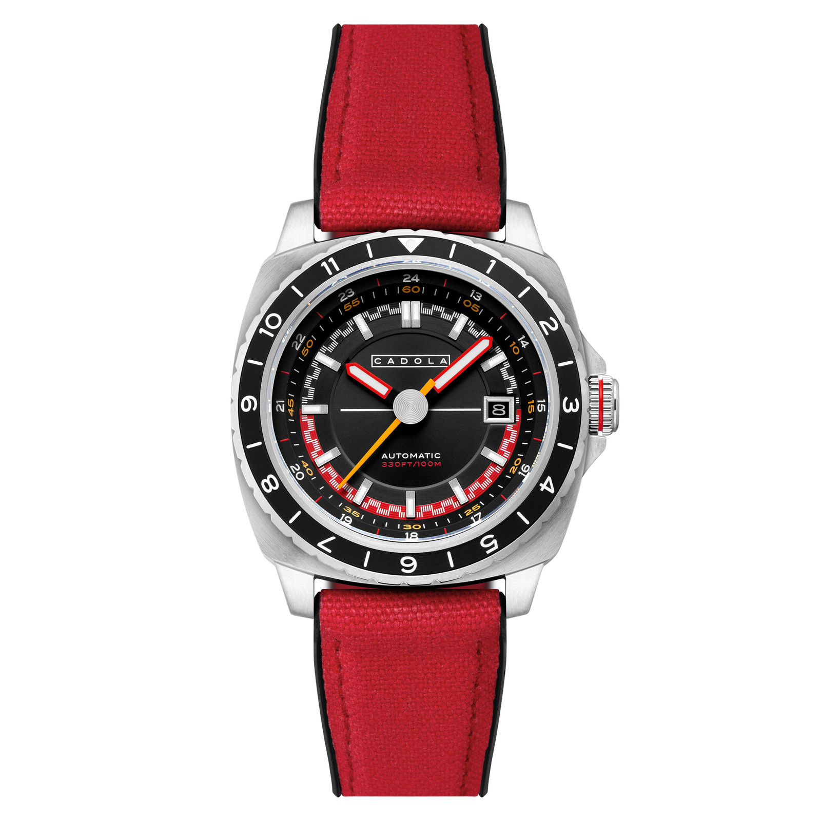 Overdrive Automatic Black / Red Canvas Black Dial Wristwatch CD-1063-03