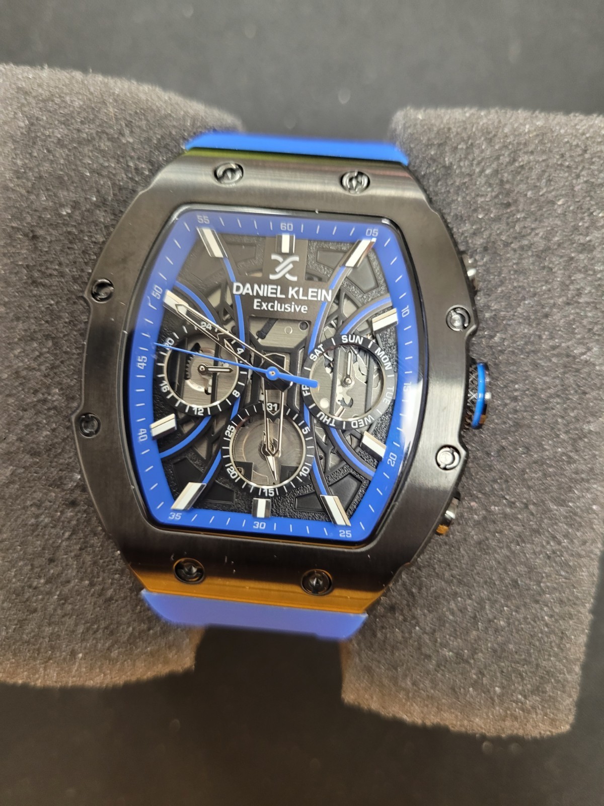 Daniel Klein Exclusive Chronograph Sport Wristwatch Blue Silicone Band 5 ATM