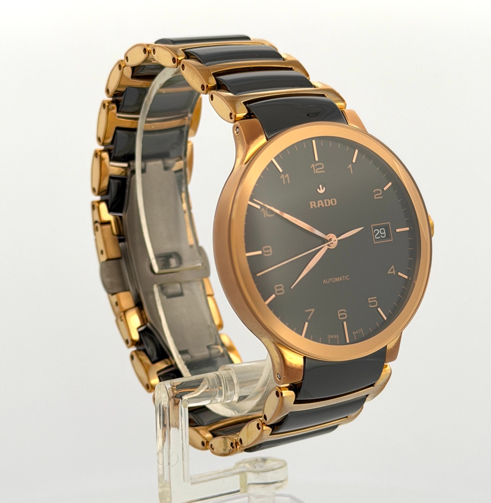 Rado Centrix Automatic 38mm Gold Tone Stainless Steel Ceramic Mens Watch