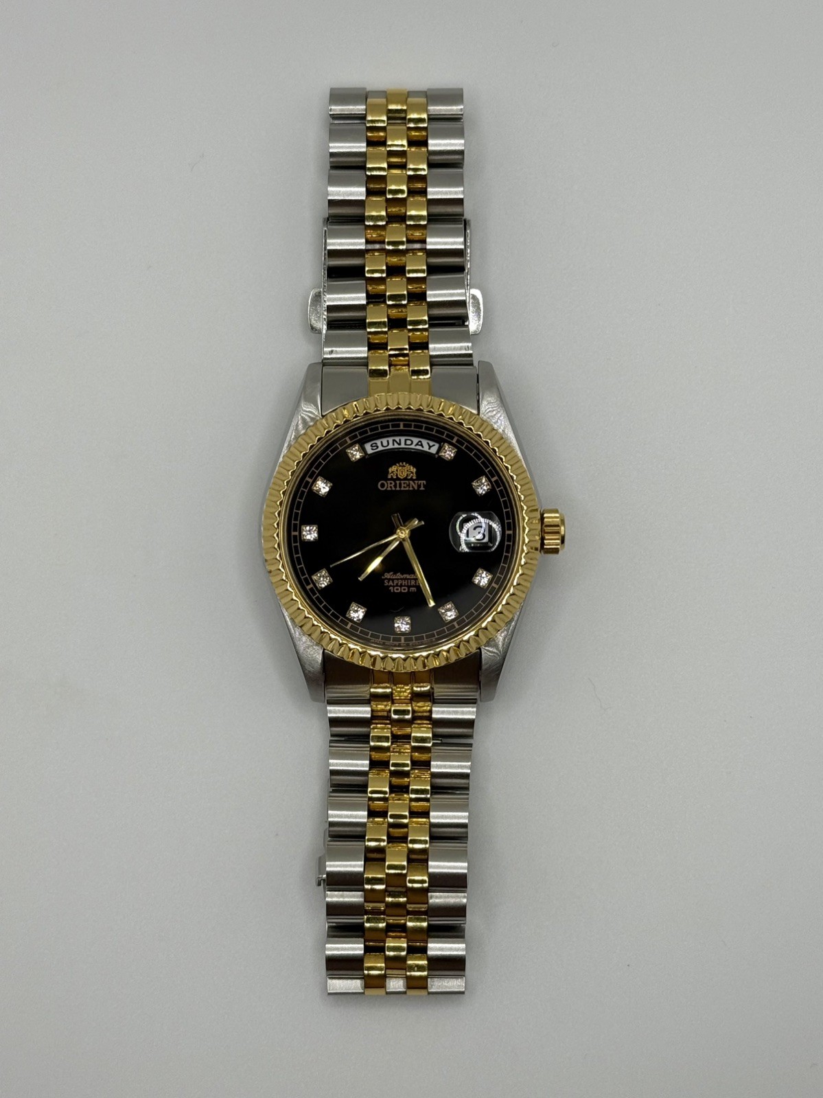 Rare Orient President Day Date Automatic, Two Tone, Black dial, Diamond Indices