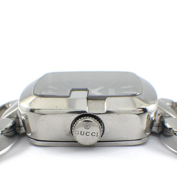 Gucci G Collection YA125510 Square Quartz Watch Black Dial Stainless Steel Women