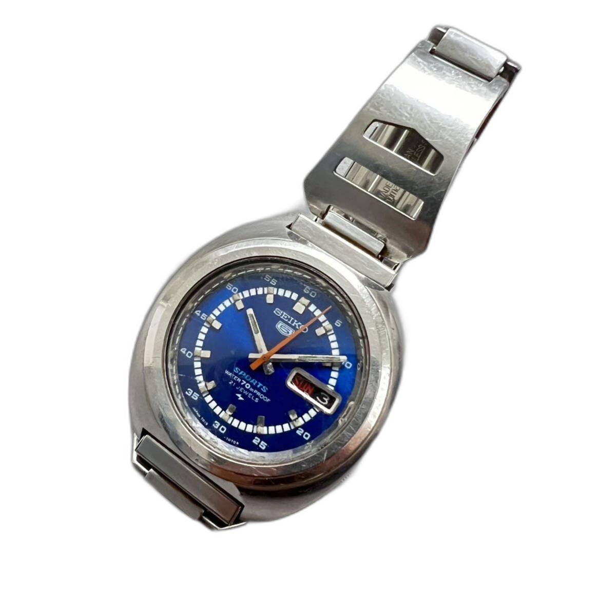 SEIKO 5 SPORTS Automatic Wristwatch Blue 1970s Pre-owned – Good